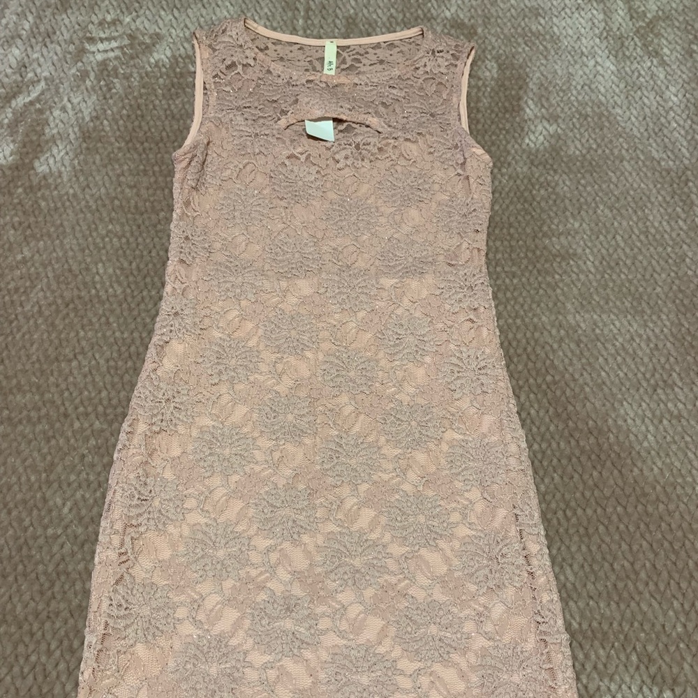 Sparkly Pink Rose Lace Bodycon Dress